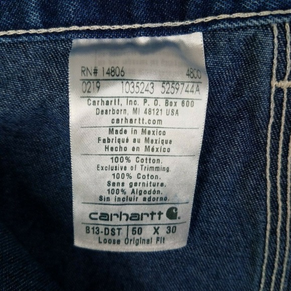 Carhartt Carpenter Jeans Mens 50x30 Loose Original Fit Deepstone Blue B13-DST - Picture 9 of 9